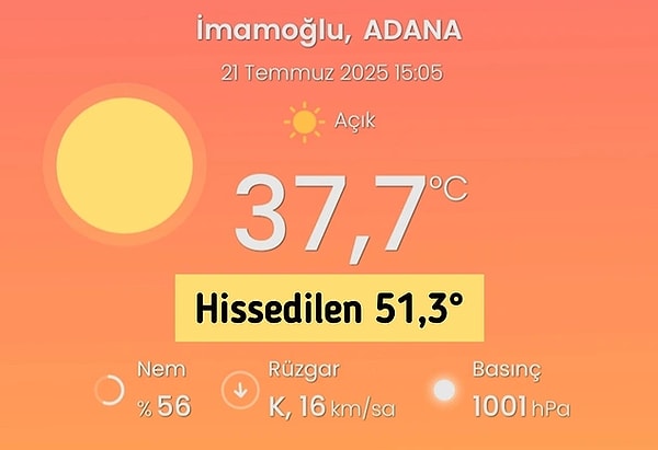 Hissedilen sıcaklığı biraz daha detaylı inceleyelim.