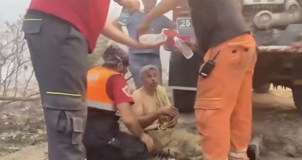 Alevlerin arasından kurtarılan işçinin "Yanıyorum, yardım edin" diyerek suya koştuğu anlar ise yürekleri bir kez daha yaktı!