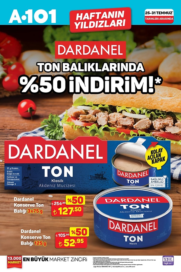 Dardanel ton balıklarda %50 indirim