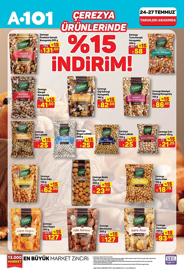 Çerezya ürünlerinde %15 indirim
