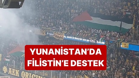 AEK - Hapoel Beer Sheva Maçında Yunan Taraftarlar Maç Boyu Filistin'e Destek Tezahüratları Yaptı