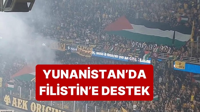 AEK - Hapoel Beer Sheva Maçında Yunan Taraftarlar Maç Boyu Filistin'e Destek Tezahüratları Yaptı