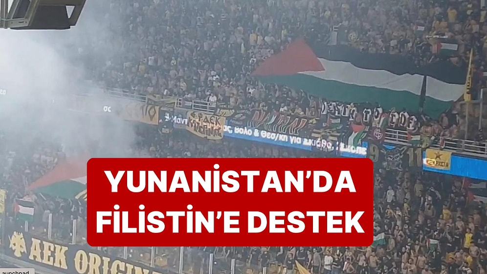 AEK - Hapoel Beer Sheva Maçında Yunan Taraftarlar Maç Boyu Filistin'e Destek Tezahüratları Yaptı