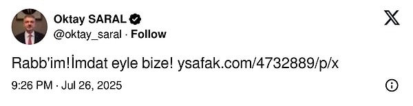 Cumhurbaşkanı Başdanışmanı da X hesabından bir paylaşım yaptı;