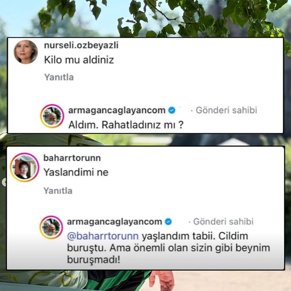 Hepsine değil ama birkaç kullanıcıya cevap veren Armağan Çağlayan kilosu ve yaşlılığını eleştirenlere had bildirdi.