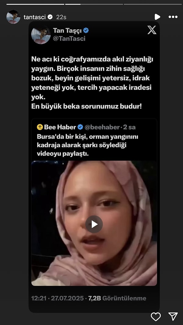 O tepkilere Tan Taşçı da kayıtsız kalmadı.