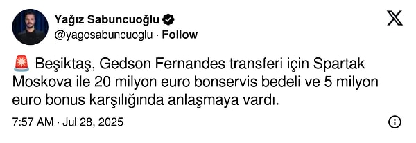 Yağız Sabuncuoğlu'nun paylaşımı 👇
