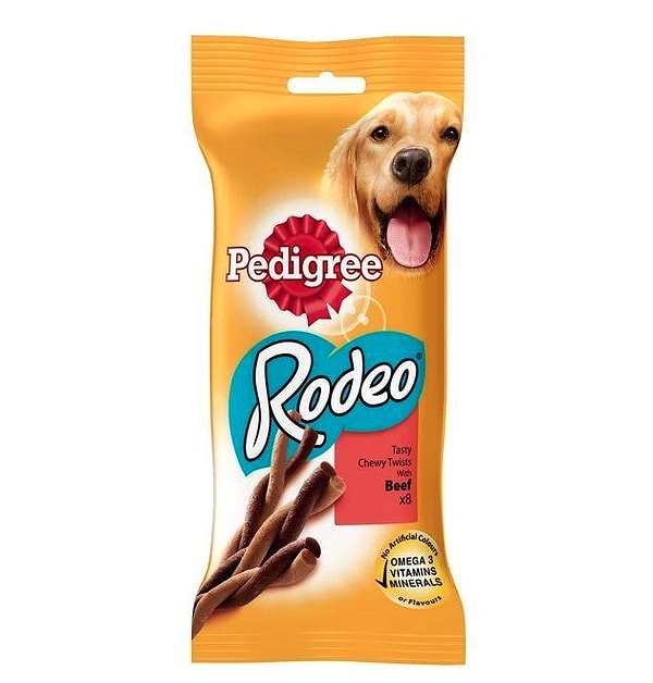Patili dostunuzun damak zevkine hitap eden, besleyici ve lezzetli bir seçenek olan Pedigree Rodeo Biftekli Köpek Ödül Maması