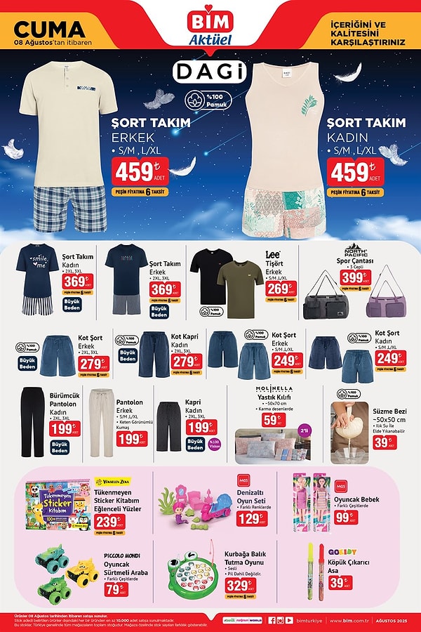 Dagi Kadın / Erkek Şort Takımı 459 TL