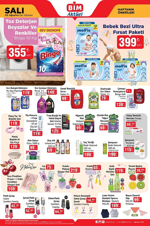 Bingo Toz Deterjan Beyazlar ve Renkliler 10 Kg 355 TL