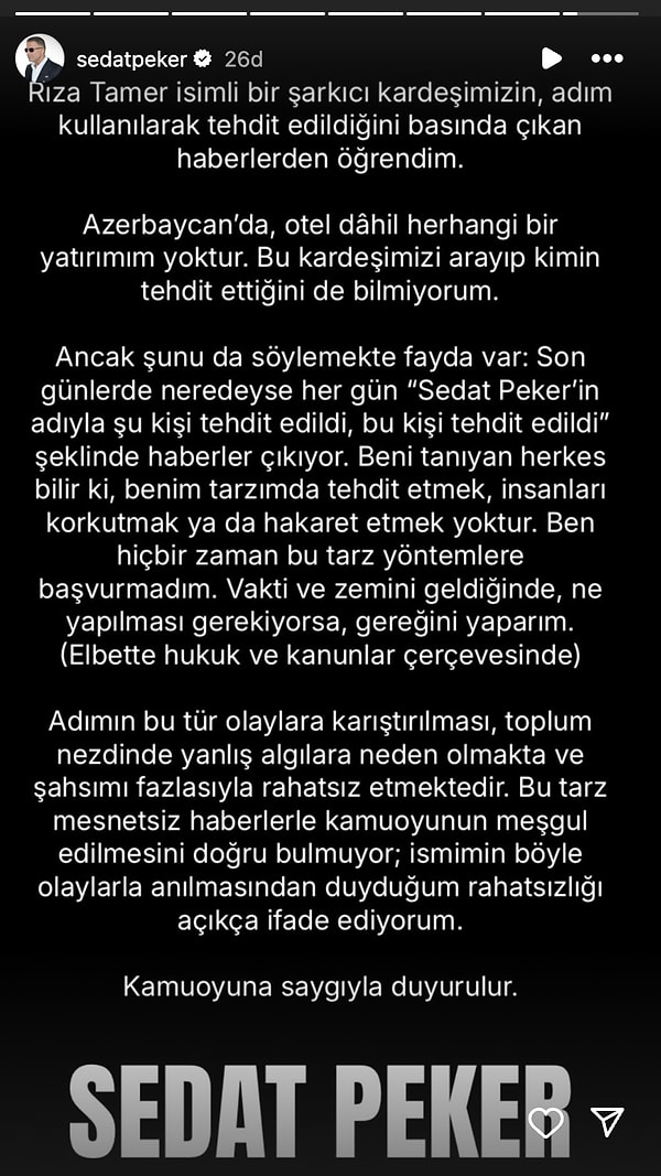 Bu çağrı sosyal medyada hızla yayılırken, gözler Sedat Peker’e çevrildi…