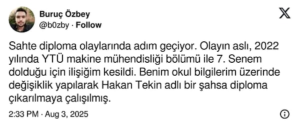 "Sahte diploma olayında adım geçiyor" diyen bir kişi ise yaşananları anlattı.