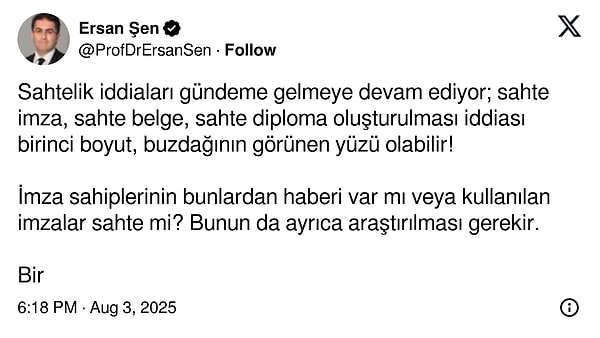 Sahte diploma skandalı sosyal medyada yankı uyandırdı. Tepkiler art arda geldi👇🏻