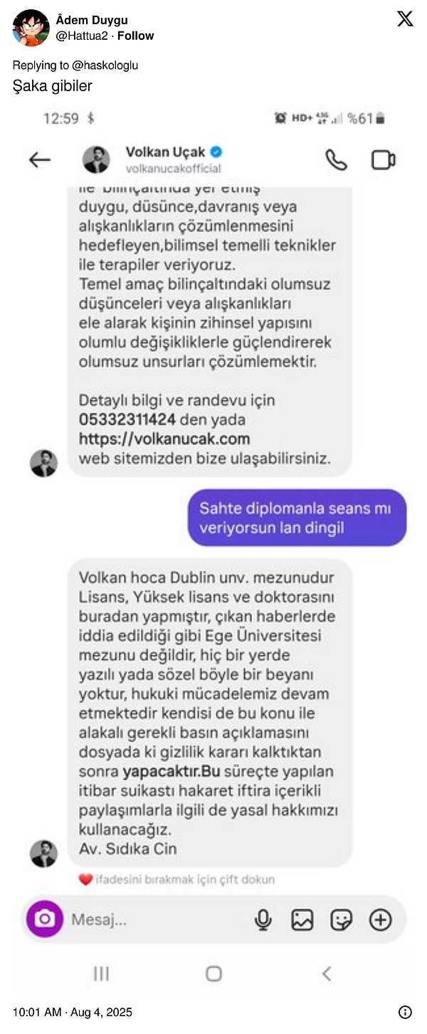 Bir X kullanıcısının yanıtını tutuklanan psikoloğun avukatı şöyle yanıtladı.