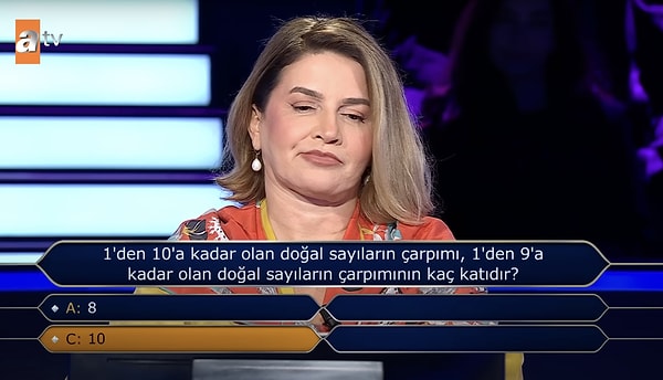 Faktöriyel sorusunda tökezleyen ODTÜ matematik mezunu Aksaylı, iki joker birden kullandı.
