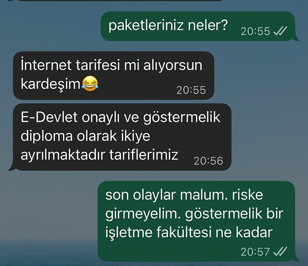 Paket sorunca küçümseyen dolandırıcı tarifelerin ikiye ayrıldığını söyledi.