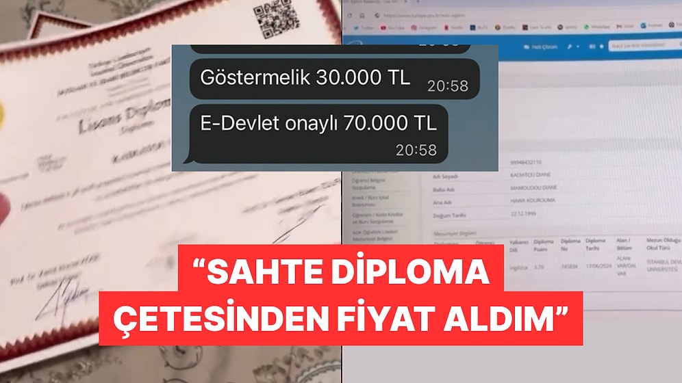 Sahte Diploma Çetesine Ulaşıp Nasıl E-Devlete İşlemeli Diploma Fiyatı Aldım?
