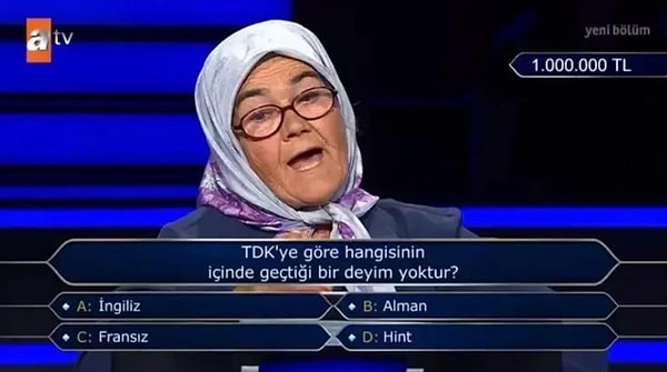 atv ekranlarının sevilen yarışma programı Kim Milyoner Olmak İster'de geçtiğimiz günlerde 1 milyon TL değerindeki soru açıldı.