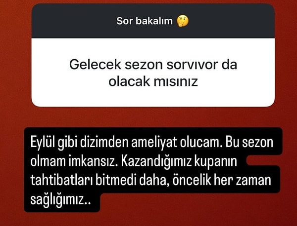 Instagram hesabında soru-cevap etkinliği yapan Adem Kılıççı, Survivor'ın gelecek sezonunda yer alamayacağını açıkladı.