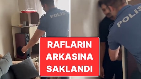 Operasyon Polis Kamerasında: 33 Yıl 4 Ay Hapis Cezası Bulunan Kişi Evdeki Rafın Arkasına Saklanmaya Çalıştı