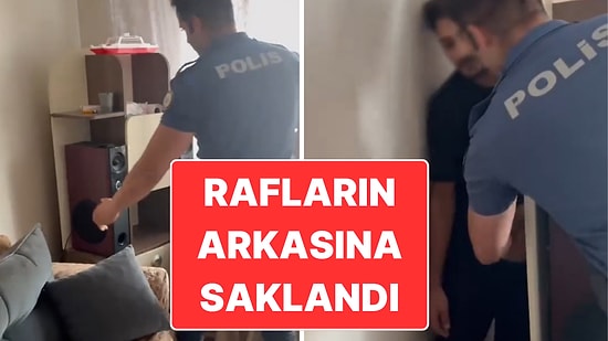 Operasyon Polis Kamerasında: 33 Yıl 4 Ay Hapis Cezası Bulunan Kişi Evdeki Rafın Arkasına Saklanmaya Çalıştı