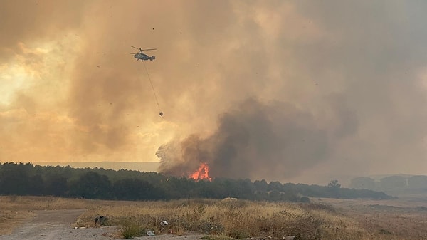 Çanakkale’de tarım arazisinde başlayan yangın ormana sıçradı: 3 köy tahliye edildi.