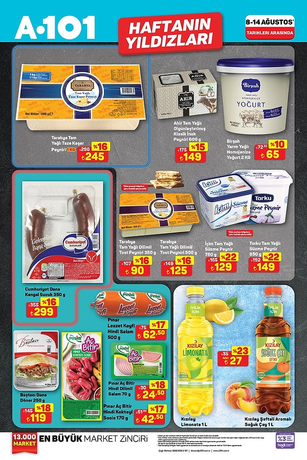 Tarabya Tam Yağlı Taze Kaşar Peyniri 1 Kg 245 TL