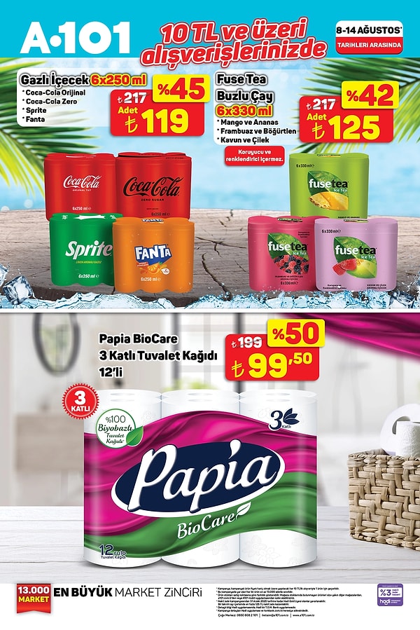 10 TL ve üzeri alışverişlerde