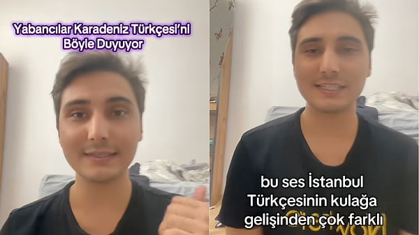 TikTok'ta '@tunadvice' Türkçe bilmeyenlerin Karadeniz şivesini nasıl duyduğunu paylaştı.