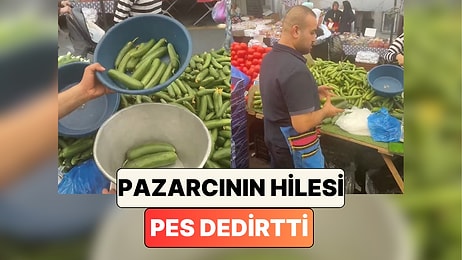 Pazarcı Hilelerine Bir Yenisi Daha Eklendi: Bir Pazarcının Salatalık Satarken Yaptığı Hile Sinir Bozdu