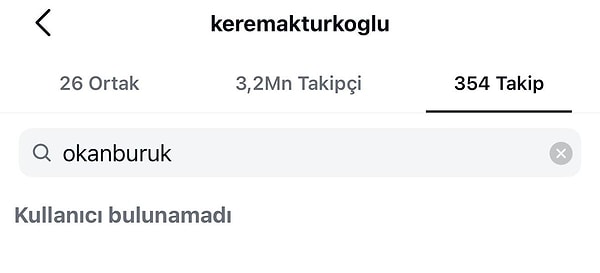 Haberin sosyal medyada yayılması sonrasında Kerem de Okan Buruk’u takip etmemeye başladı. 👇