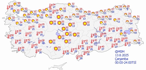 13 Ağustos Çarşamba Hava Durumu 👇