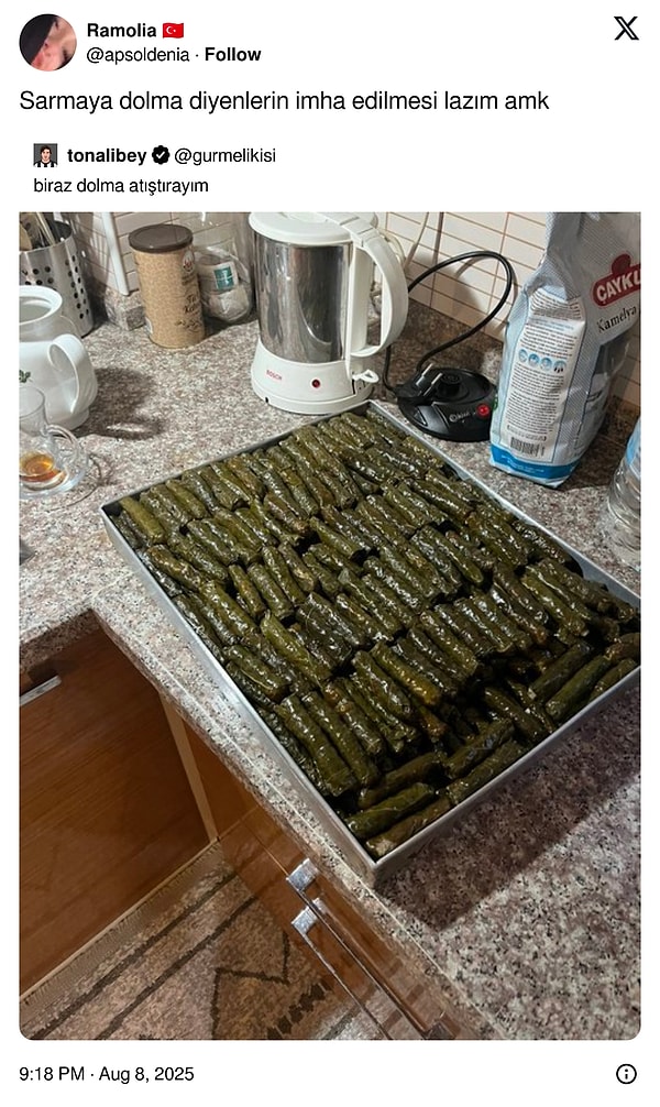 Sarılan: Sarma. Doldurulan: Dolma