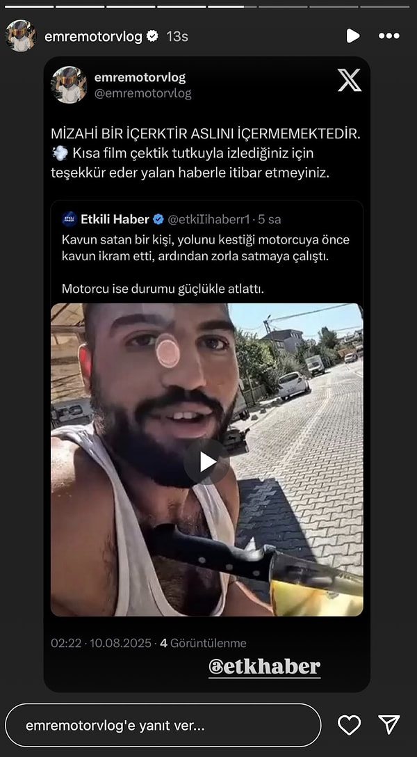 Sosyal medyada günün en çok konuşulan videosu, kavun satan bir kişi ile bir motosiklet sürücüsü arasında yaşanan ilginç anlar oldu.