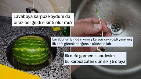 Lavabonun İçine Oturup Kalan Karpuzdan Haddinden Fazla Goygoy Çıkaranlar