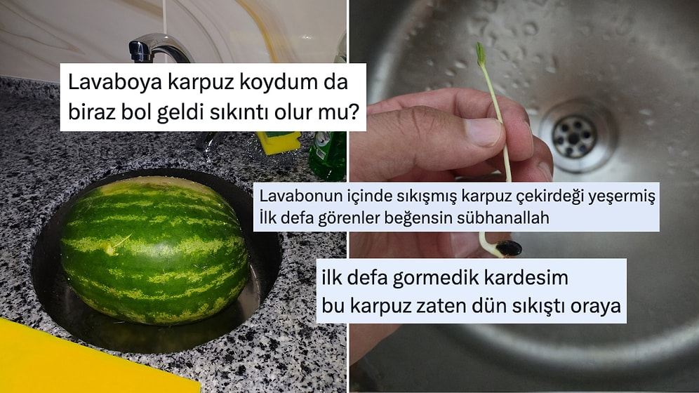 Lavabonun İçine Oturup Kalan Karpuzdan Haddinden Fazla Goygoy Çıkaranlar