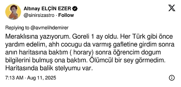 Astrolog Altınay Elçin Ezer'in yorumu ise tepkiyle karşılandı.