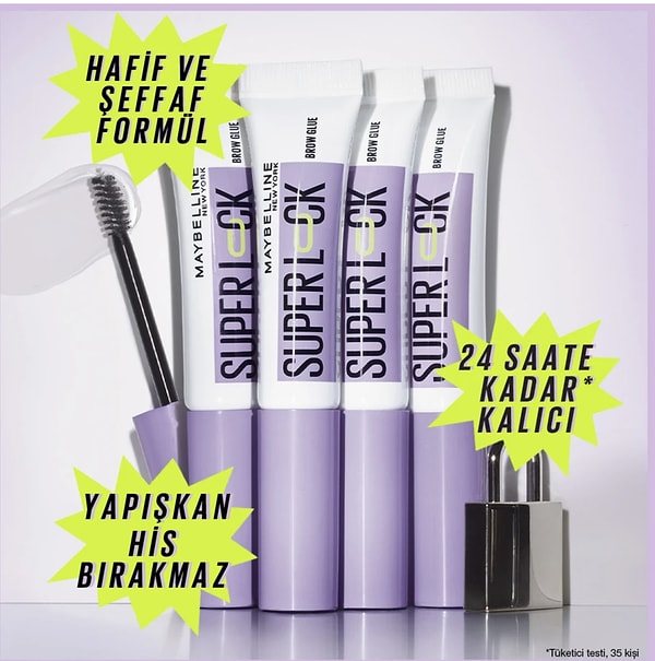 Kaşlarınız gün boyu yerinden kıpırdamasın istiyorsanız, bu senenin açık ara favorisi Maybelline New York Super Lock Brow Glue!