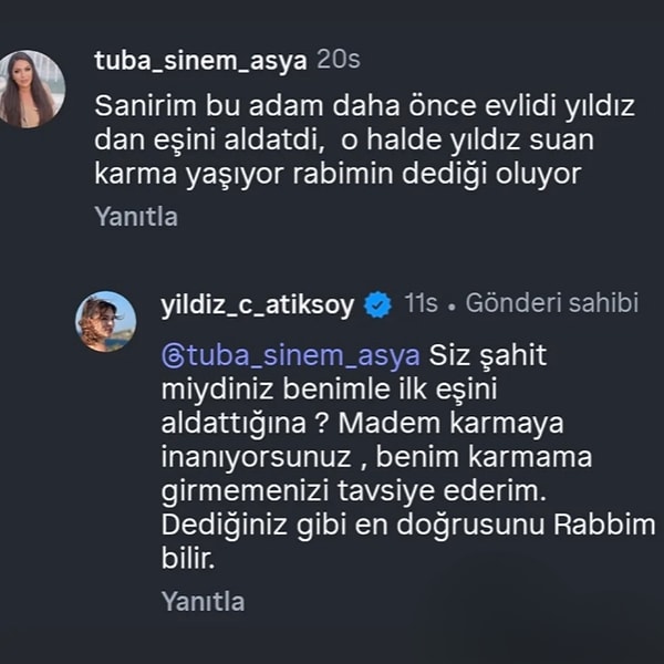Süreç boyunca herhangi bir paylaşımda bulunmayan veya bir açıklama yapmayan Yıldız Çağrı Atiksoy, yalnızca birkaç göndermeli gönderiye bıraktığı beğeniyle dikkat çekmişti.