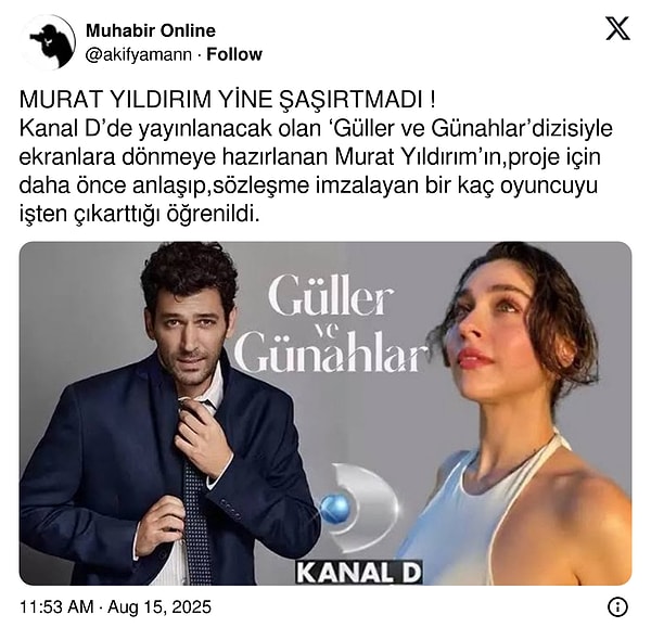 Muhabir Akif Yaman'ın X hesabı üzerinden Murat Yıldırım hakkında yazdığı iddia şu şekilde: