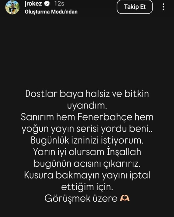 Jrokez lakaplı Oğuzhan Dalgakıran'ın son Instagram paylaşımı:
