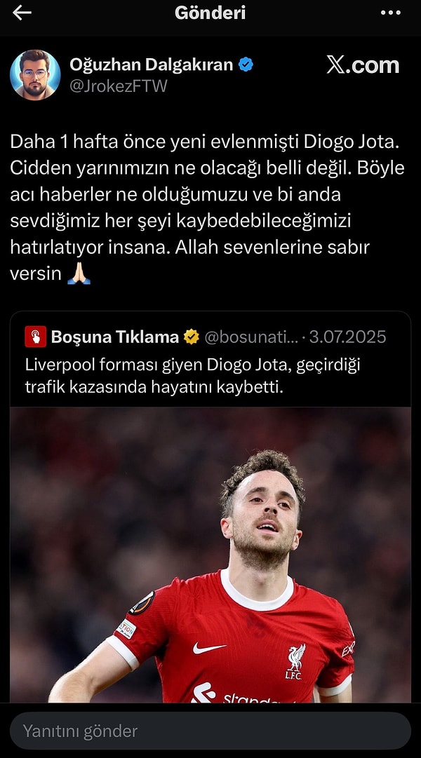 Ölüm haberinin ardından Jrokez'in 1 ay önce X (Twitter) hesabı üzerinden yaptığı paylaşım da gündem oldu.