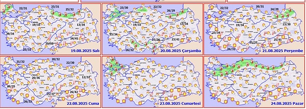 Meteoroloji'nin hava tahmin haritasına göre sıcaklıklar gün gün artacak.