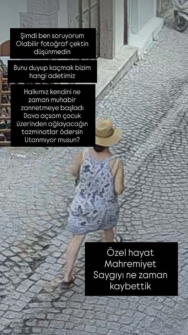 Videoların hemen ardından yaptığı paylaşımda, "Özel hayat, mahremiyet, saygıyı ne zaman kaybettik?" isyanında bulundu.