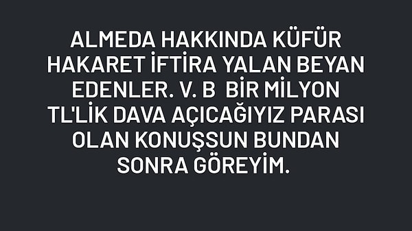 Ancak eşi de 1 milyon TL'lik dava açacaklarını açıkladı.
