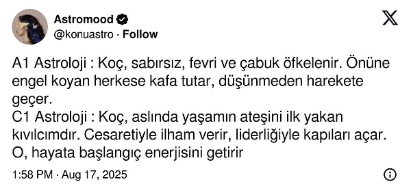 Koç burcu olanlar bu yoruma katılıyor mu?