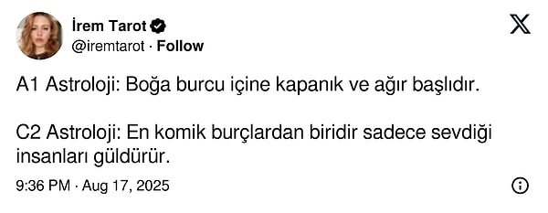 Boğa burcu yorumu da farklı bir astroloji hesabından geliyor;