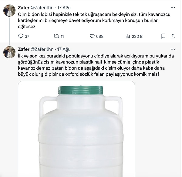 Kavanoz tarafının lideri bidonculara adeta meydan okudu.