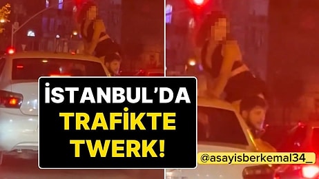 Genç Kadın, Bağdat Caddesi’nde Hareket Halindeki Arabanın Camından Çıkarak Twerk Yaptı!
