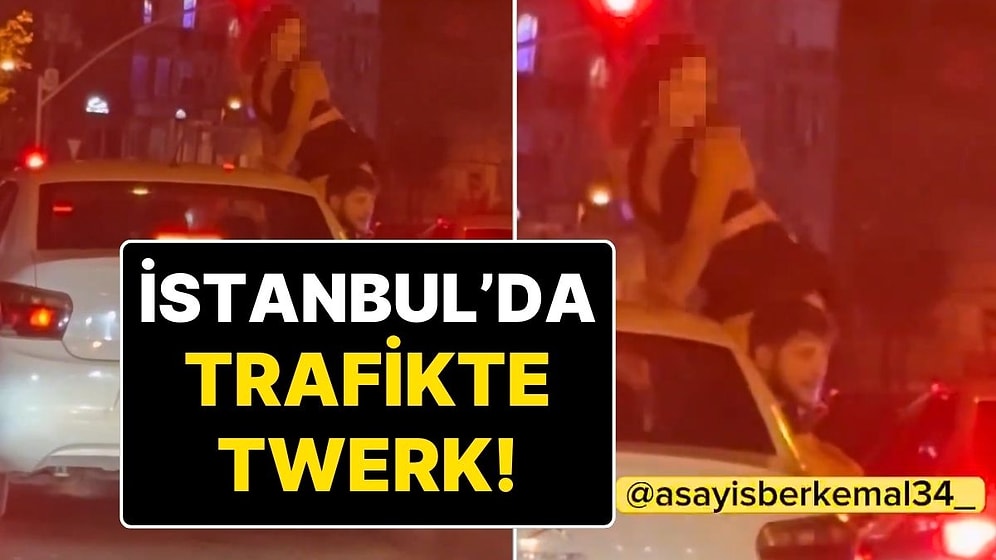 Genç Kadın, Bağdat Caddesi’nde Hareket Halindeki Arabanın Camından Çıkarak Twerk Yaptı!